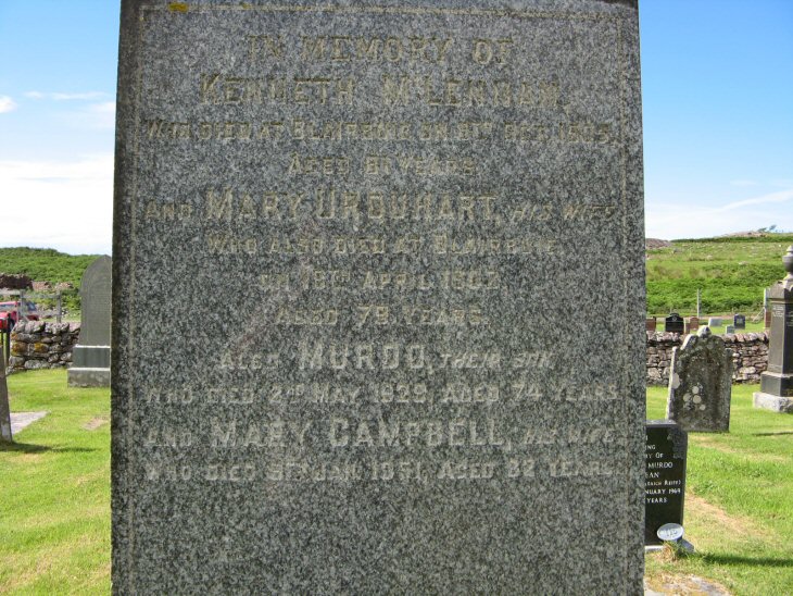 Photo of headstones/Kenneth McLennan d1905 hdstn Badenscallie cem